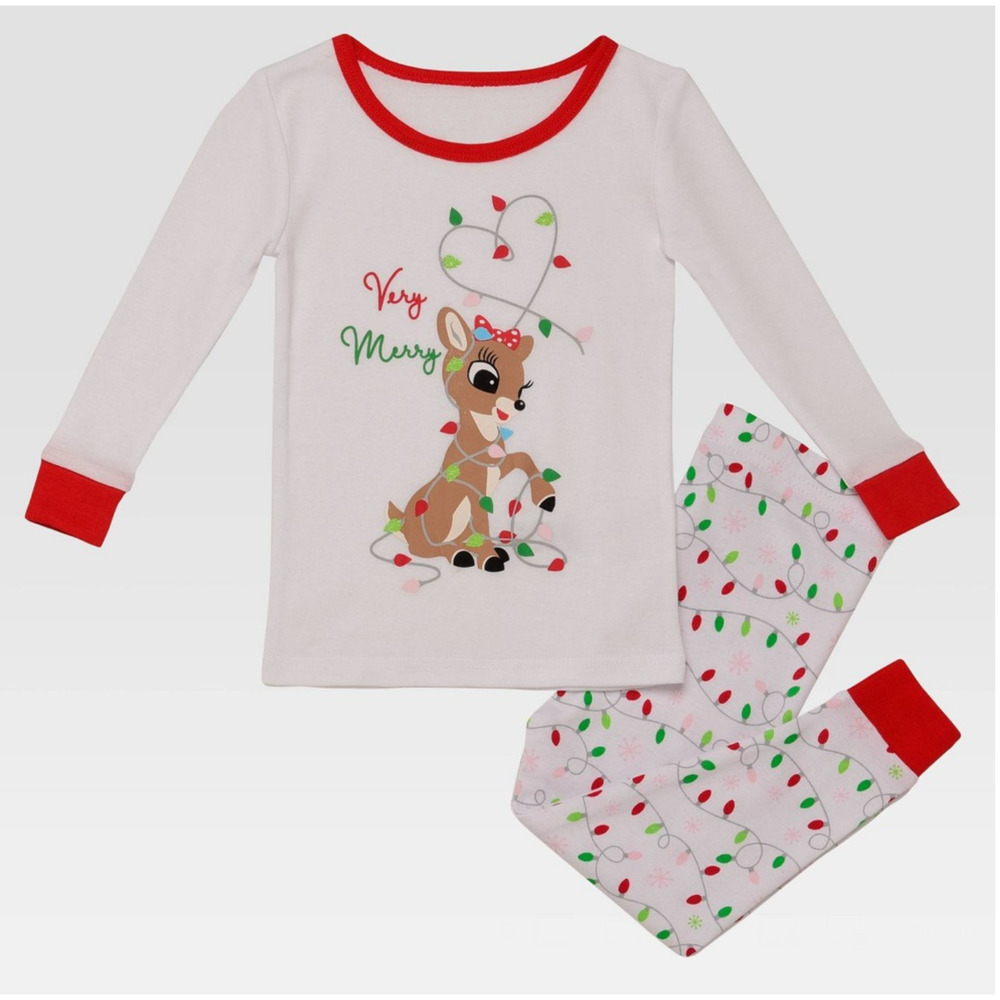 NEW Toddler Girl Pajama Set 2 Pc Snug Fit Rudolph the Red Nosed Reindeer 2T